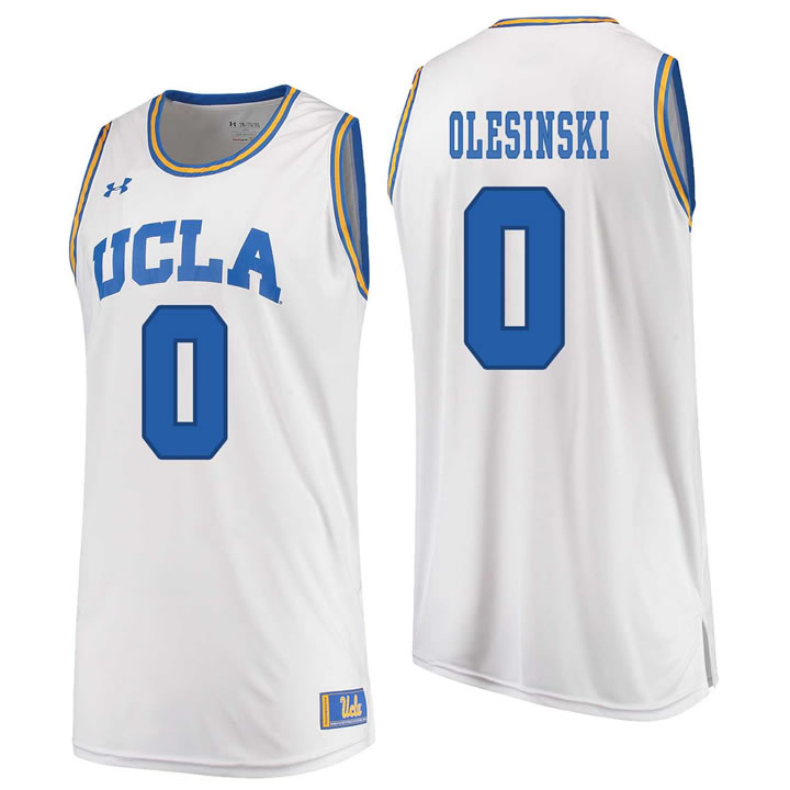 UCLA Bruins #0 Alex Olesinski White College Basketball Jersey